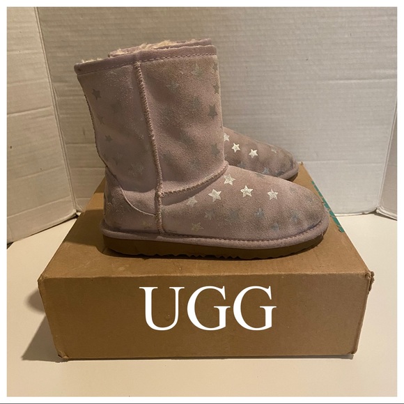 UGG Pink & Silver Star Boots Sz Girls  1 - Picture 1 of 16